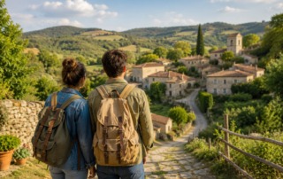 Pareja de jóvenes contempla un pueblo rural como destino para iniciar un nuevo proyecto de vida y mudarse desde la ciudad.