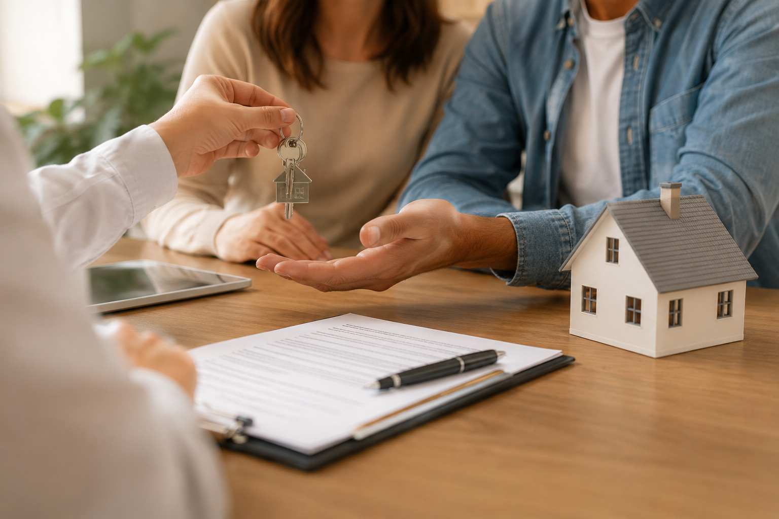 Pareja recibe las llaves de su nueva vivienda tras formalizar una hipoteca